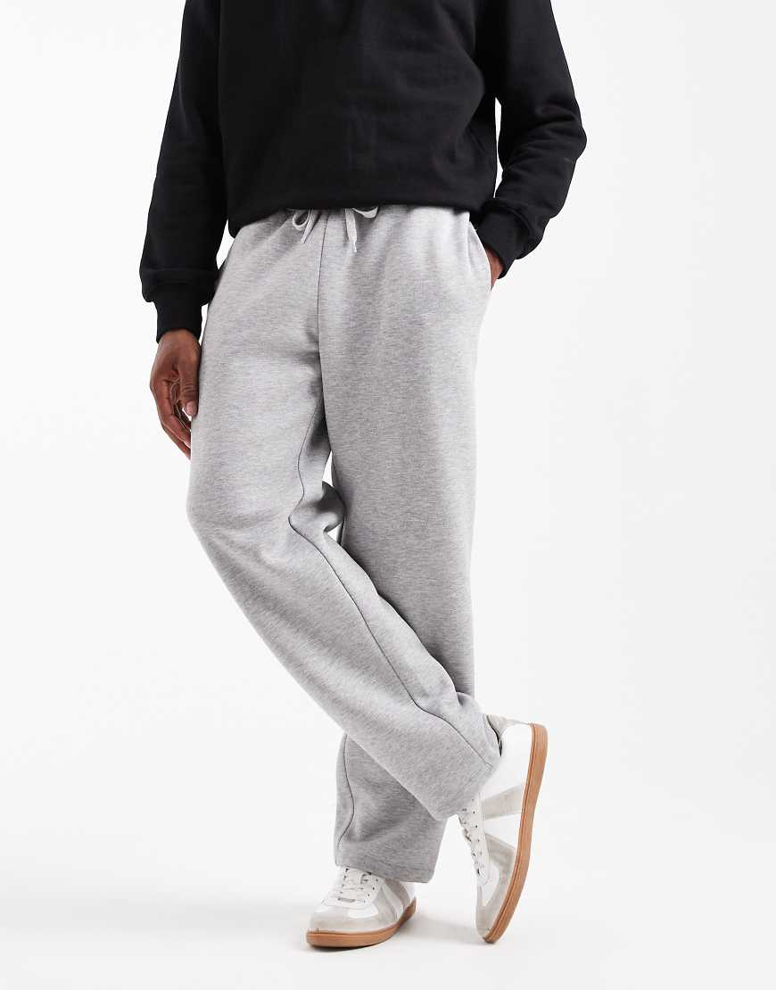 ASOS DESIGN - Essentials - Jogginghose in grau meliert mit geradem Bein von ASOS DESIGN