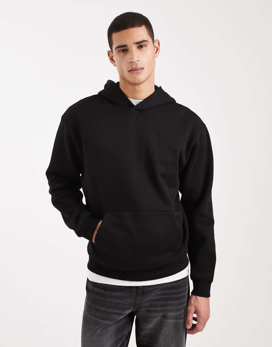 ASOS DESIGN - Essentials - Locker geschnittener Kapuzenpullover in Schwarz von ASOS DESIGN