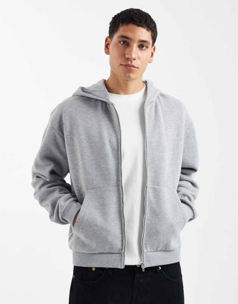 ASOS DESIGN - Essentials - Relaxed-Fit-Kapuzenjacke in meliertem Grau von ASOS DESIGN