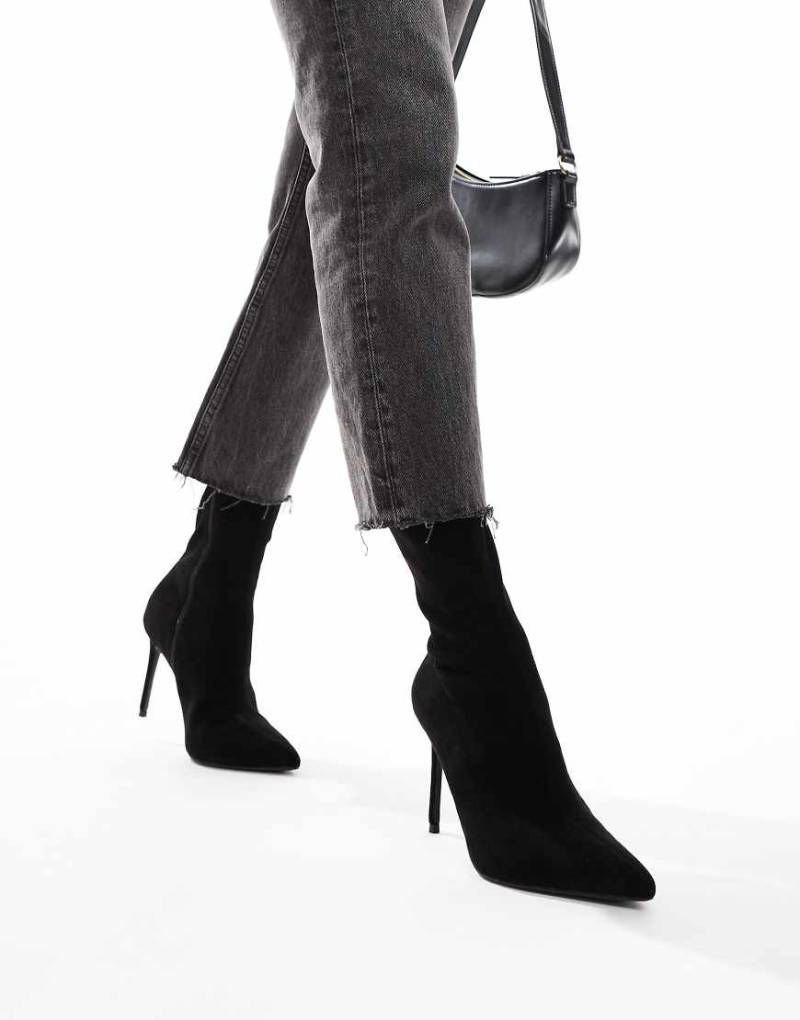 ASOS DESIGN - Evie - Stiefel in Schwarz mit reflektierender Optik und hohem Absatz von ASOS DESIGN