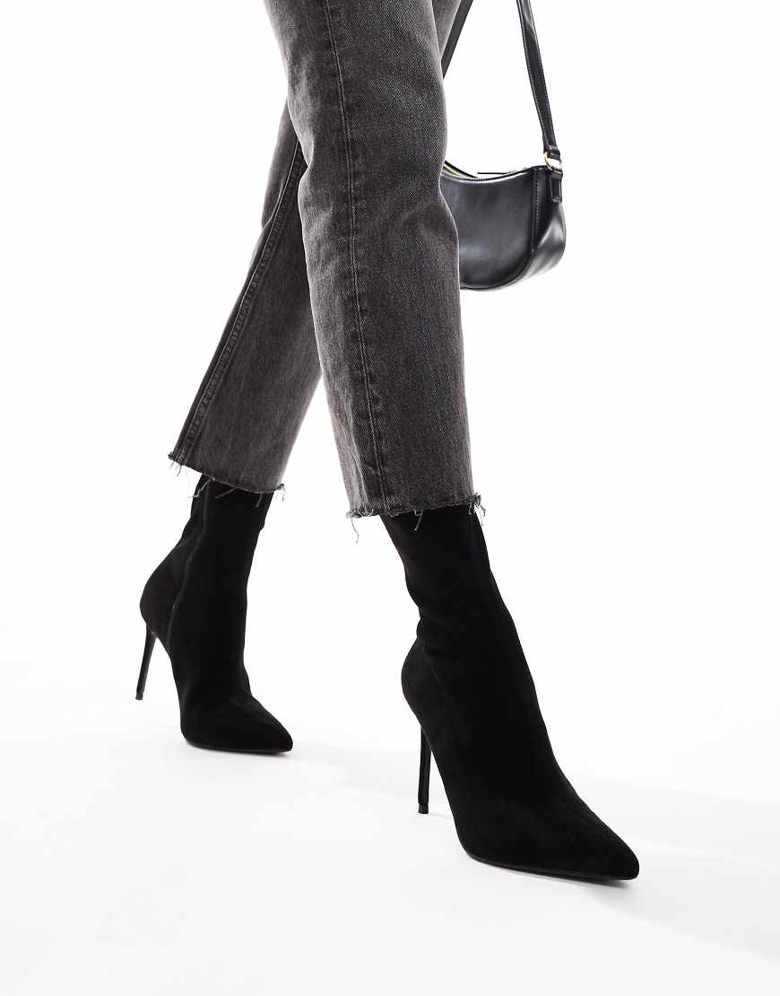 ASOS DESIGN - Evie - Stiefel in Schwarz mit reflektierender Optik und hohem Absatz von ASOS DESIGN
