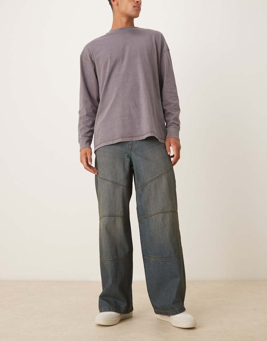 ASOS DESIGN - Extrem lässig geschnittene Jeans in Blau in mittlerer Waschung mit grüner Tönung ASOS DESIGN - Extrem lässig geschnittene Jeans in Blau in mittlerer Waschung mit grüner Tönung von ASOS DESIGN
