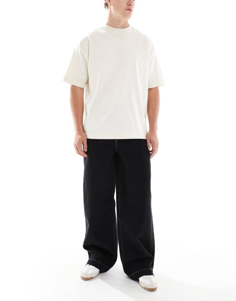 ASOS DESIGN - Extrem weite Baggy-Jeans in Schwarz mit Gürtel-Blau von ASOS DESIGN
