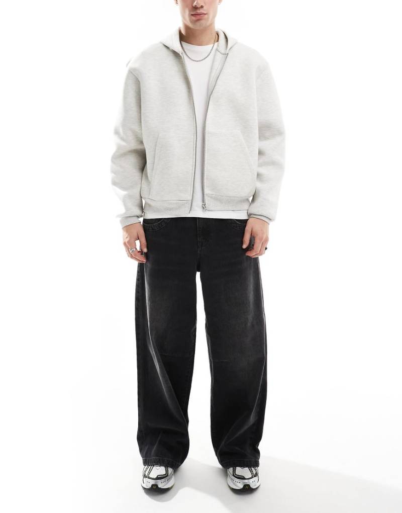ASOS DESIGN - Extrem weite Baggy-Jeans in verwaschenem Schwarz mit Abnähern von ASOS DESIGN