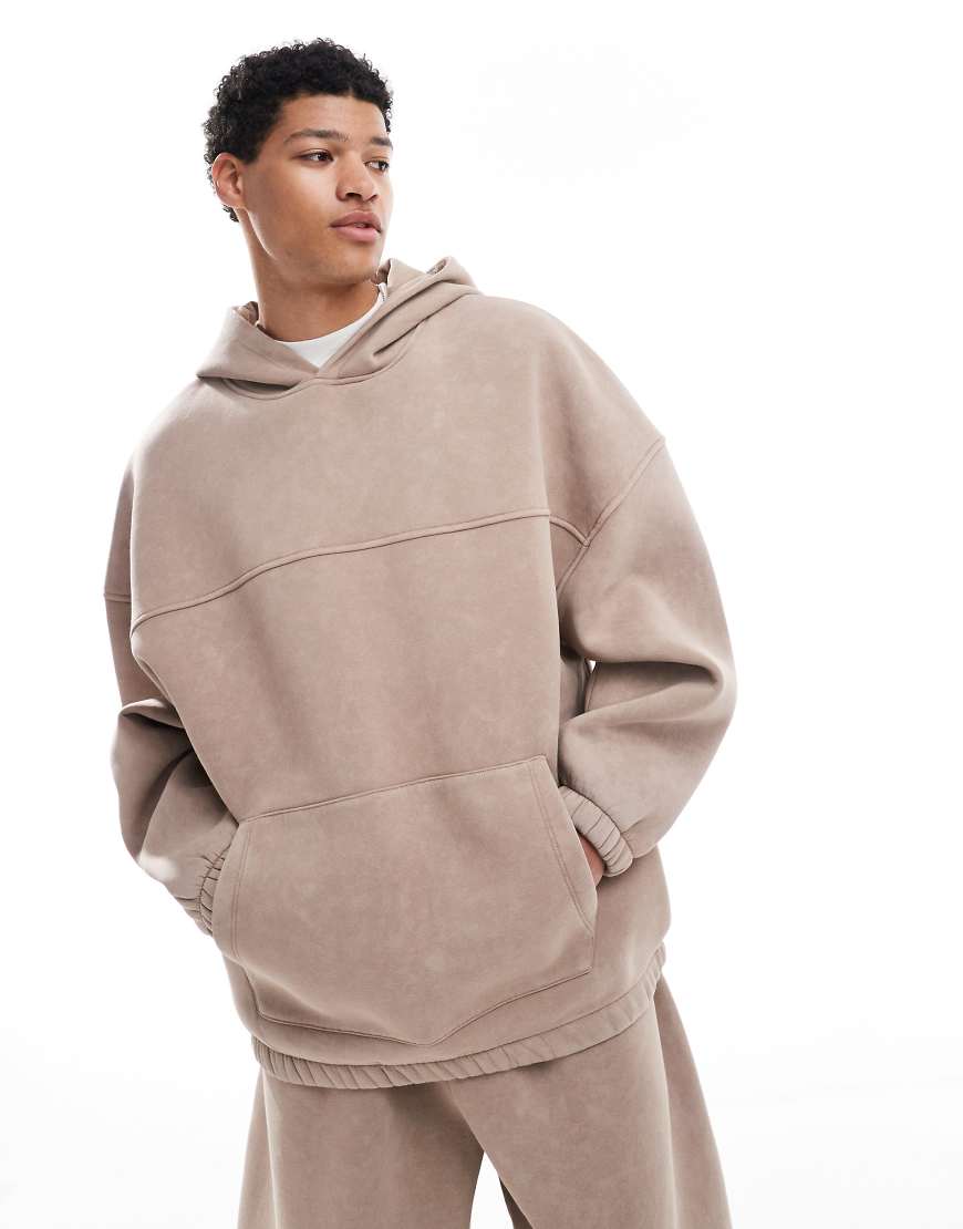 ASOS DESIGN - Extremer Oversize-Kapuzenpullover in verwaschenem Beige, Kombiteil-Neutral ASOS DESIGN - Extremer Oversize-Kapuzenpullover in verwaschenem Beige, Kombiteil-Neutral von ASOS DESIGN