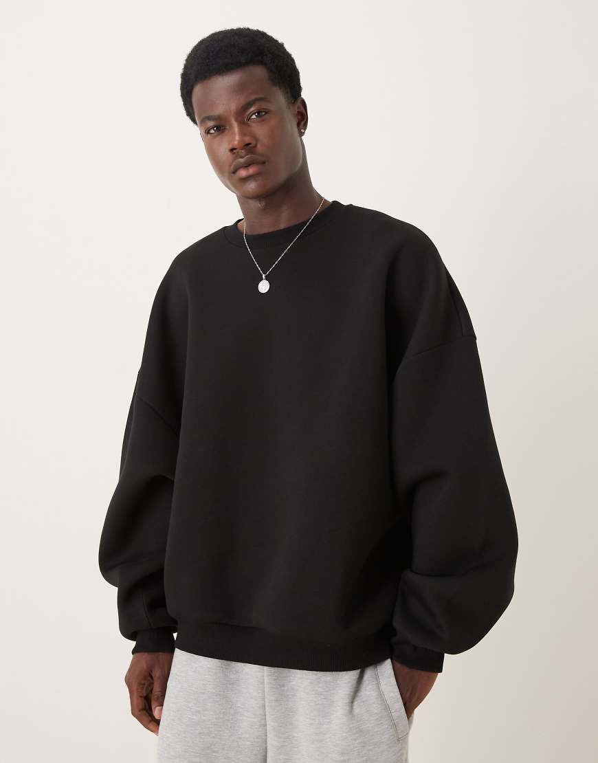 ASOS DESIGN - Extremes Oversize-Sweatshirt aus Material in Neoprenoptik in Schwarz von ASOS DESIGN