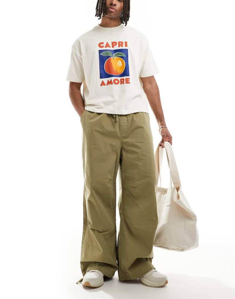 ASOS DESIGN - Fallschirm-Hose aus Popeline in Khaki-Grün von ASOS DESIGN