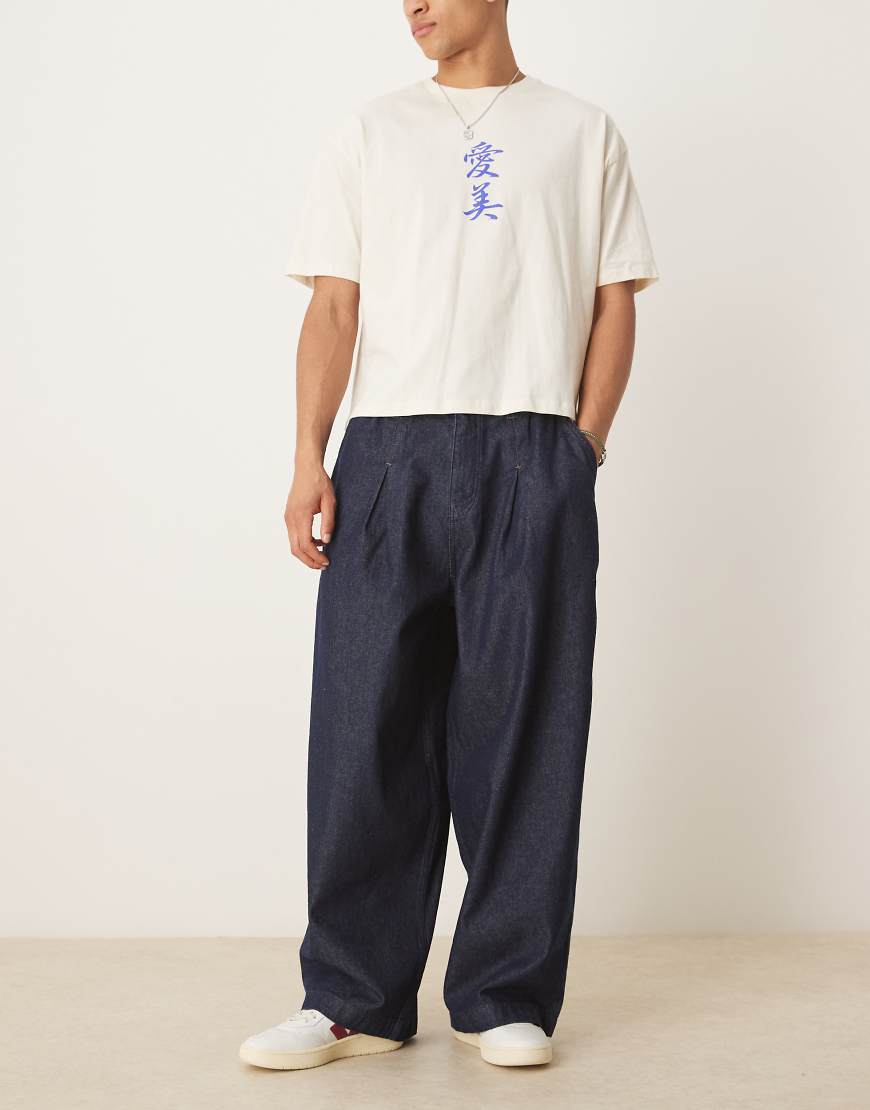 ASOS DESIGN - Fallschirm-Jeans in Raw-Waschung mit Bundfalten und Oversize-Passform-Blau ASOS DESIGN - Fallschirm-Jeans in Raw-Waschung mit Bundfalten und Oversize-Passform-Blau von ASOS DESIGN
