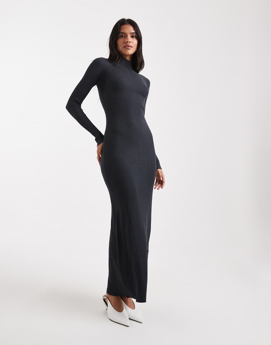 ASOS DESIGN - Feinstrick-Maxikleid in Anthrazit mit geripptem Detail-Grau ASOS DESIGN - Feinstrick-Maxikleid in Anthrazit mit geripptem Detail-Grau von ASOS DESIGN