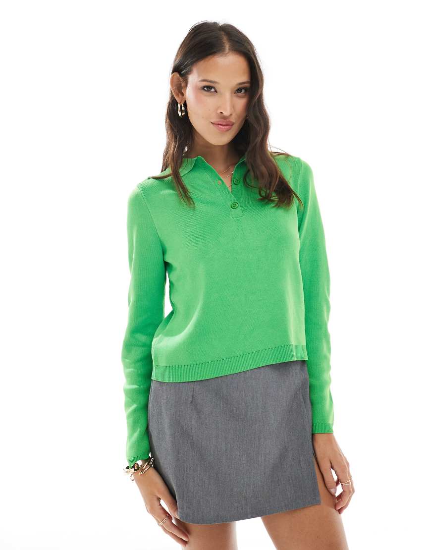 ASOS DESIGN - Feinstrick-Poloshirt in Grün von ASOS DESIGN