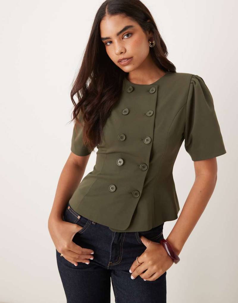 ASOS DESIGN - Figurbetonter, zweireihiger Blazer in Marineblau von ASOS DESIGN