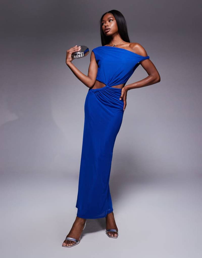 ASOS DESIGN - Figurbetontes Maxikleid in Blau mit Cut-outs und verdrehtem Detail-Lila von ASOS DESIGN