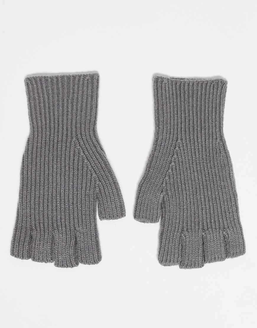 ASOS DESIGN - Fingerlose Handschuhe aus Strick in Grau von ASOS DESIGN