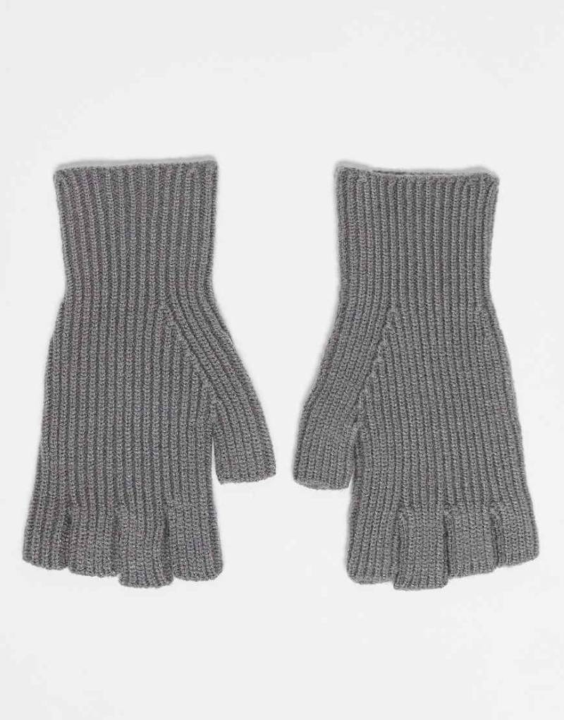 ASOS DESIGN - Fingerlose Handschuhe aus Strick in Grau von ASOS DESIGN