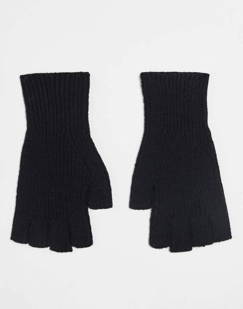 ASOS DESIGN - Fingerlose Handschuhe aus Strick in Schwarz von ASOS DESIGN