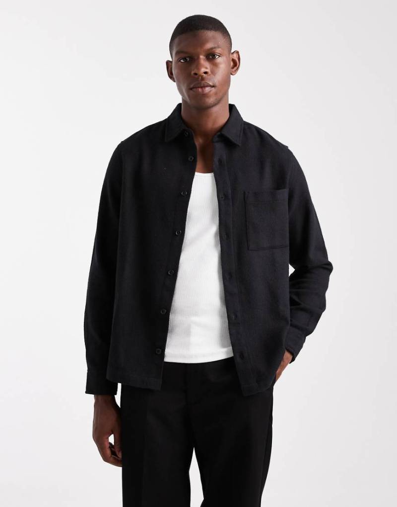 ASOS DESIGN - Flanell-Hemdjacke im Vintage-Look in Schwarz von ASOS DESIGN