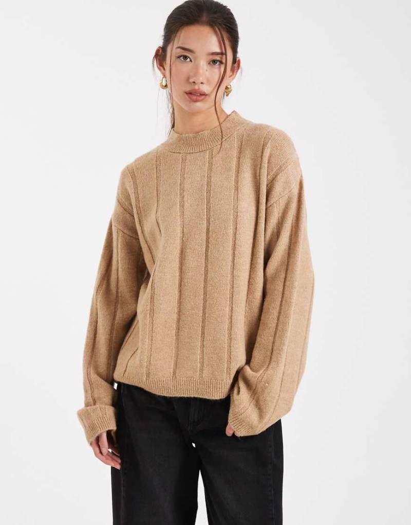 ASOS DESIGN - Flauschiger, gerippter Strickpullover in Braun, Kombiteil-Brown von ASOS DESIGN