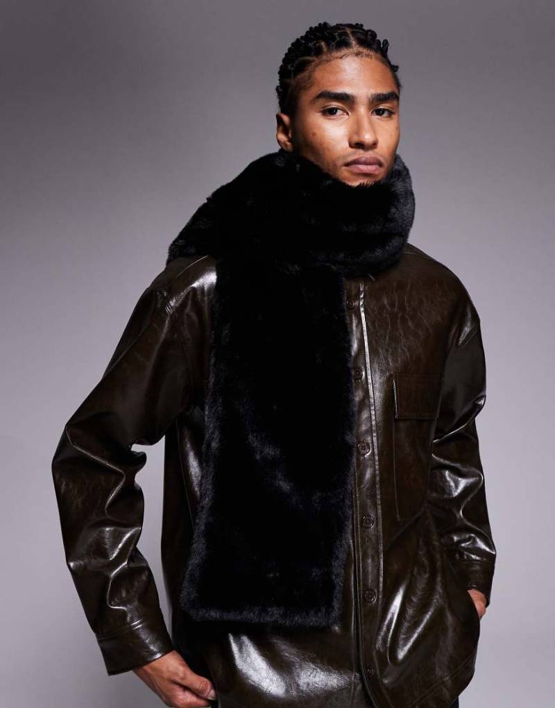 ASOS DESIGN - Flauschiger Schal aus Kunstpelz in Schwarz von ASOS DESIGN