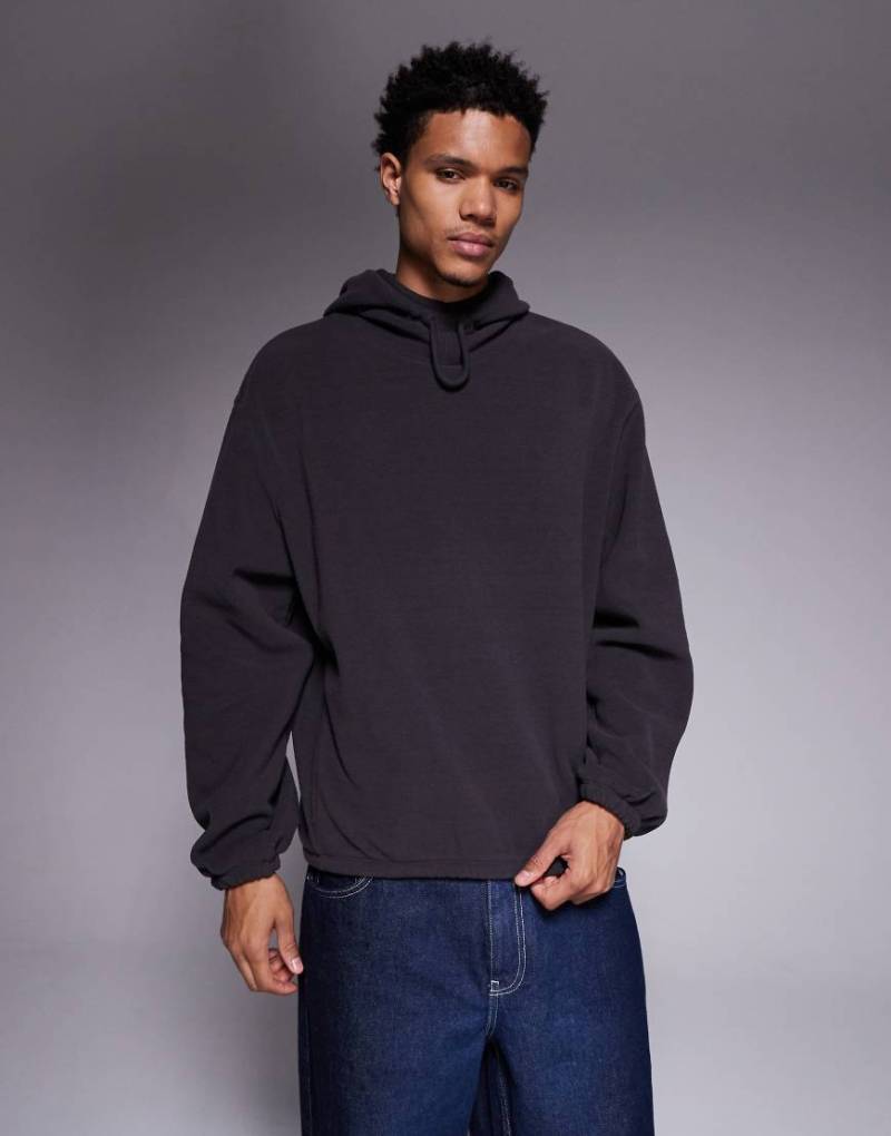 ASOS DESIGN - Relaxed Fit Kapuzenpullover aus Fleece in Anthrazit-Grau von ASOS DESIGN