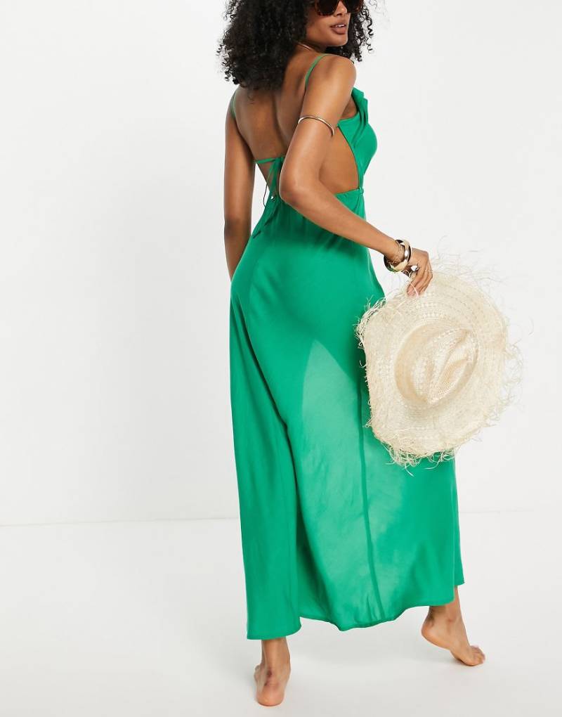 ASOS DESIGN - Fließendes Maxi-Strandkleid in Smaragdgrün von ASOS DESIGN