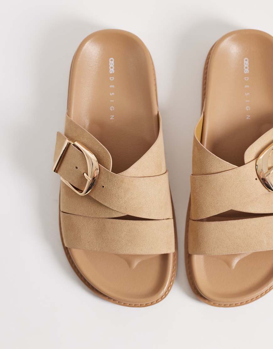 ASOS DESIGN - Freeway - Slider in Sand mit zwei Riemen-Neutral von ASOS DESIGN