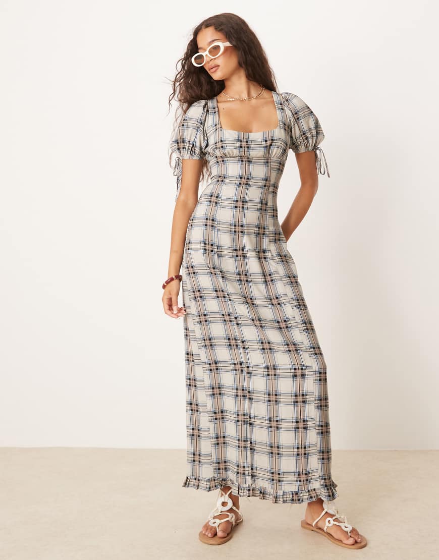 ASOS DESIGN - Freizeit-Midikleid in Bleistiftform mit Karomuster in Grau-Bunt von ASOS DESIGN