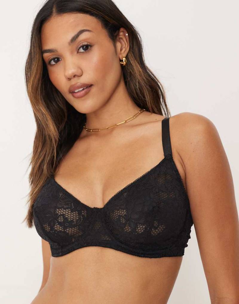ASOS DESIGN - Fuller Bust - Margot - Bügel-BH in Schwarz mit Spitze von ASOS DESIGN