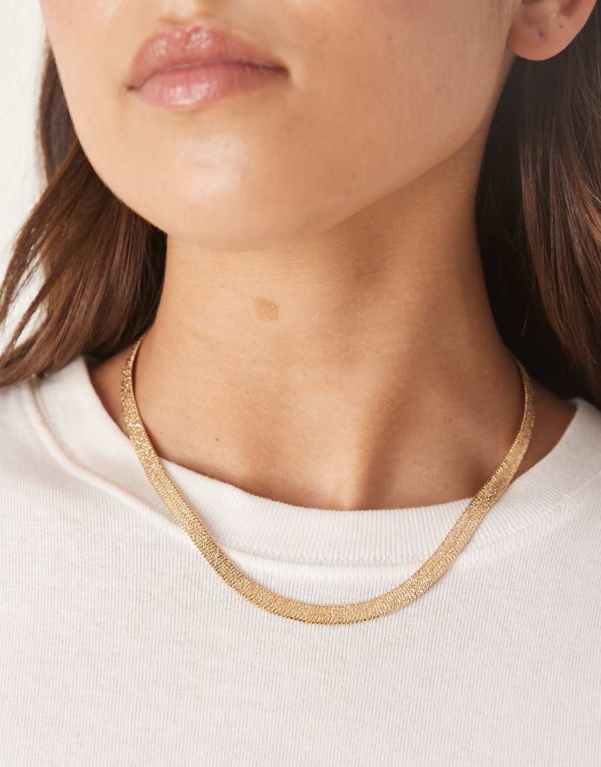 ASOS DESIGN - Funkelnde, flache Schlangen-Halskette in Gold-Optik-Goldfarben von ASOS DESIGN