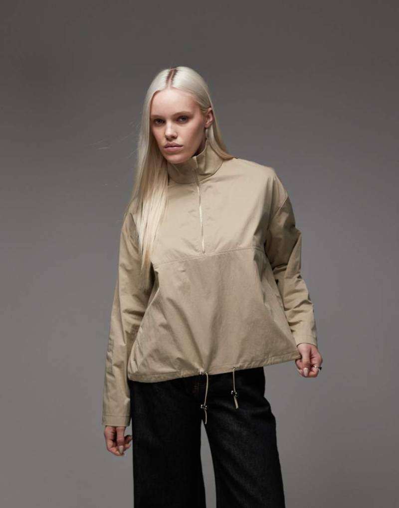 ASOS DESIGN - Funktionsjacke in Ecru mit Stehkragen und Reißverschluss-Weiß von ASOS DESIGN