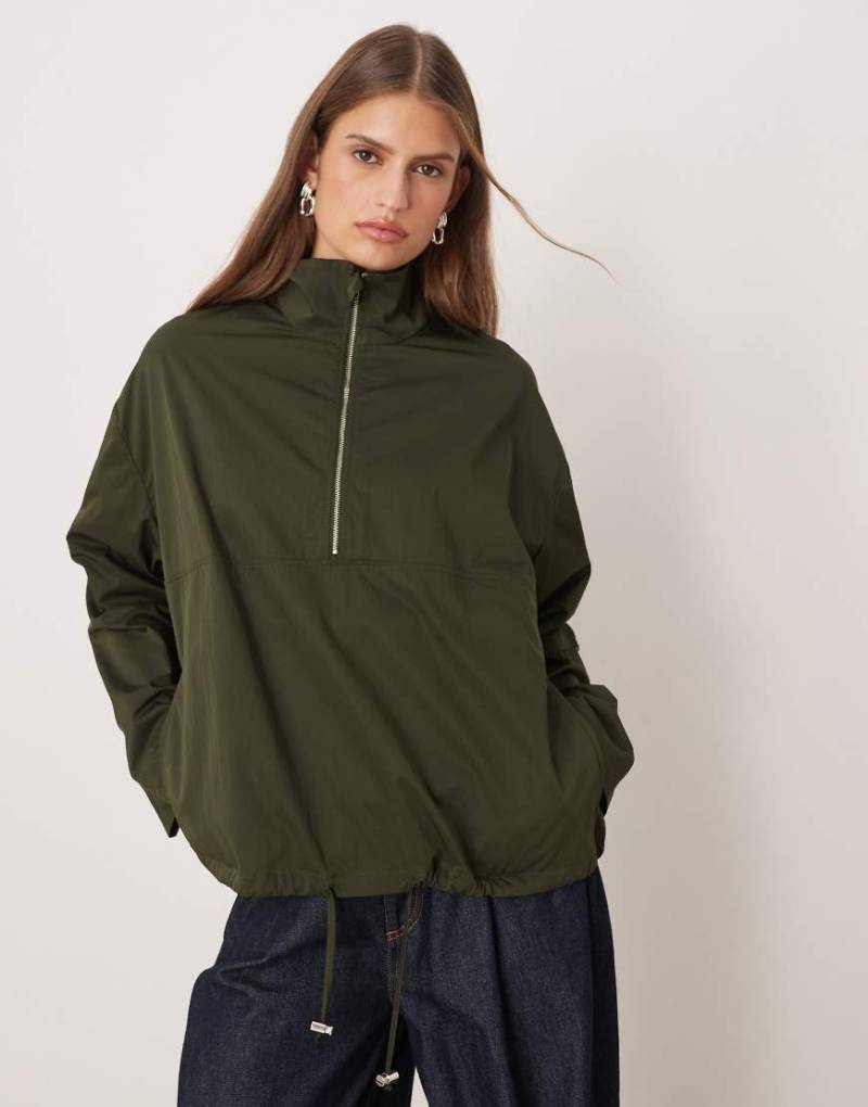 ASOS DESIGN - Funktionsjacke in Khaki mit Stehkragen und Reißverschluss-Grün von ASOS DESIGN