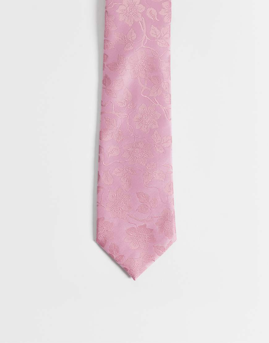 ASOS DESIGN - Geblümte Krawatte in Rosa von ASOS DESIGN