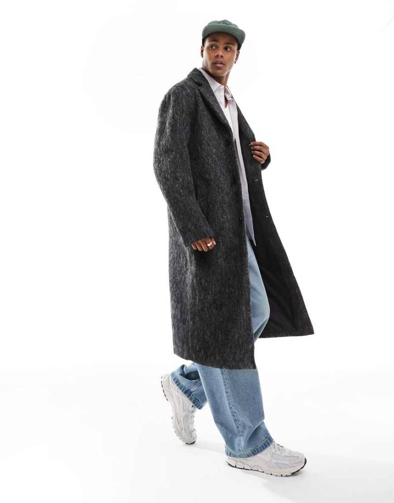ASOS DESIGN - Gebürsteter Mantel mit Woll-Optik in Grau von ASOS DESIGN