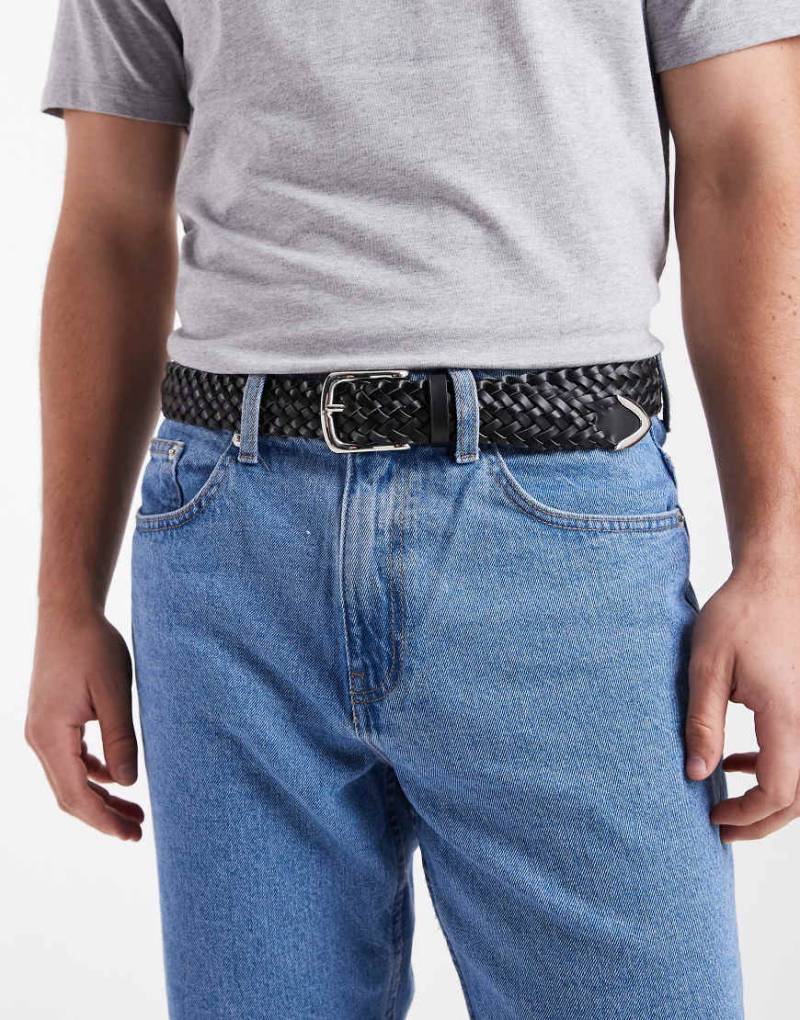 ASOS DESIGN - Geflochtener Westerngürtel aus Kunstleder in Schwarz von ASOS DESIGN