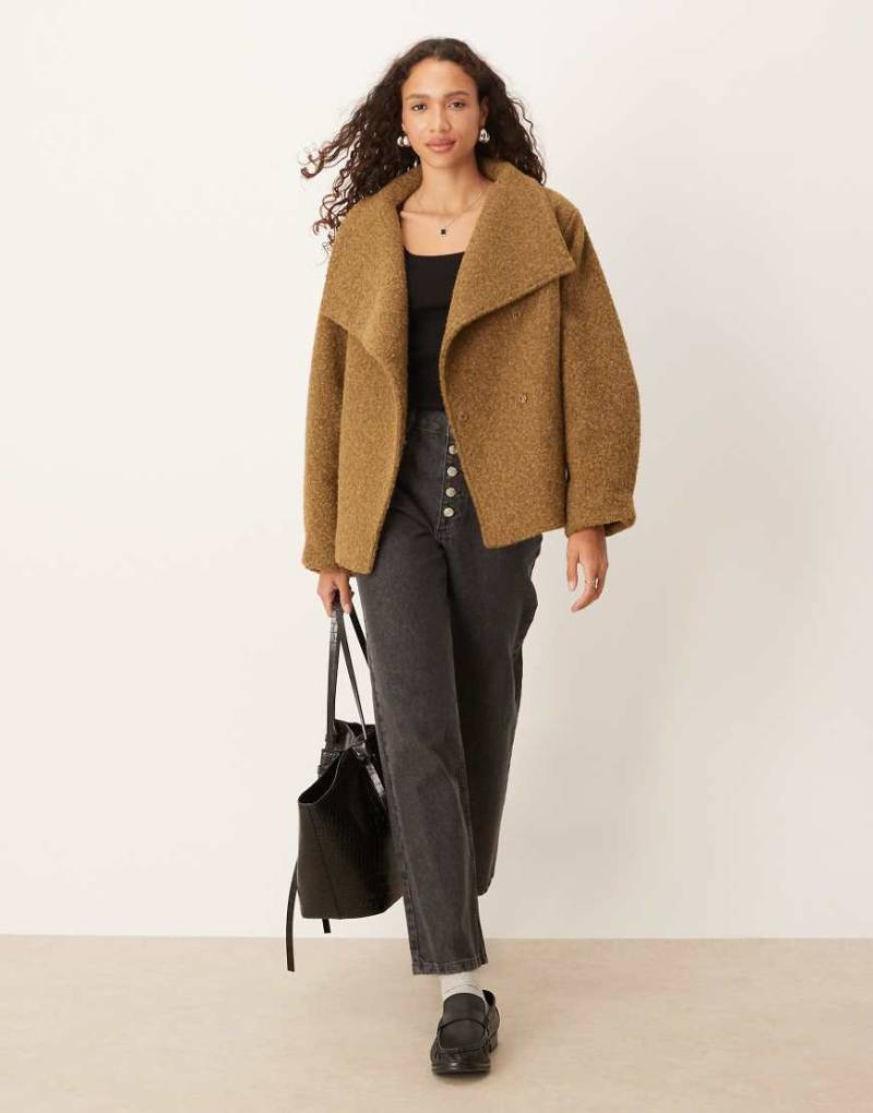 ASOS DESIGN - Gemütliche Oversize-Jacke in Olivgrün mit Stehkragen von ASOS DESIGN
