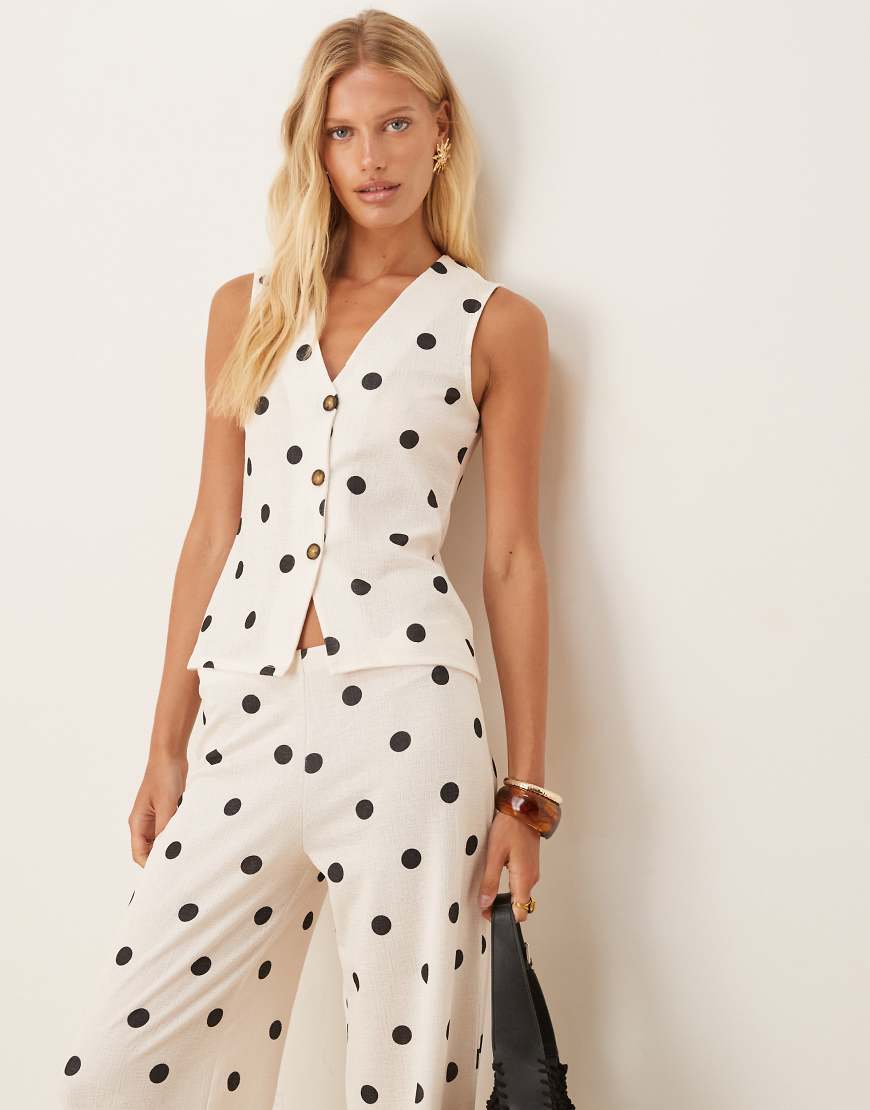 ASOS DESIGN - Gepunktete Weste mit Knopfleiste-Schwarz von ASOS DESIGN