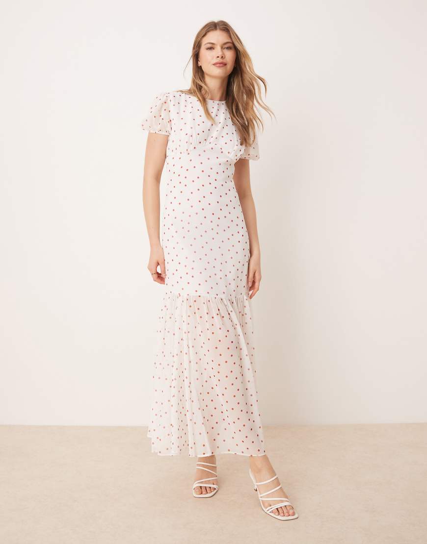ASOS DESIGN - Gepunktetes Midikleid mit Puffärmeln-Bunt von ASOS DESIGN