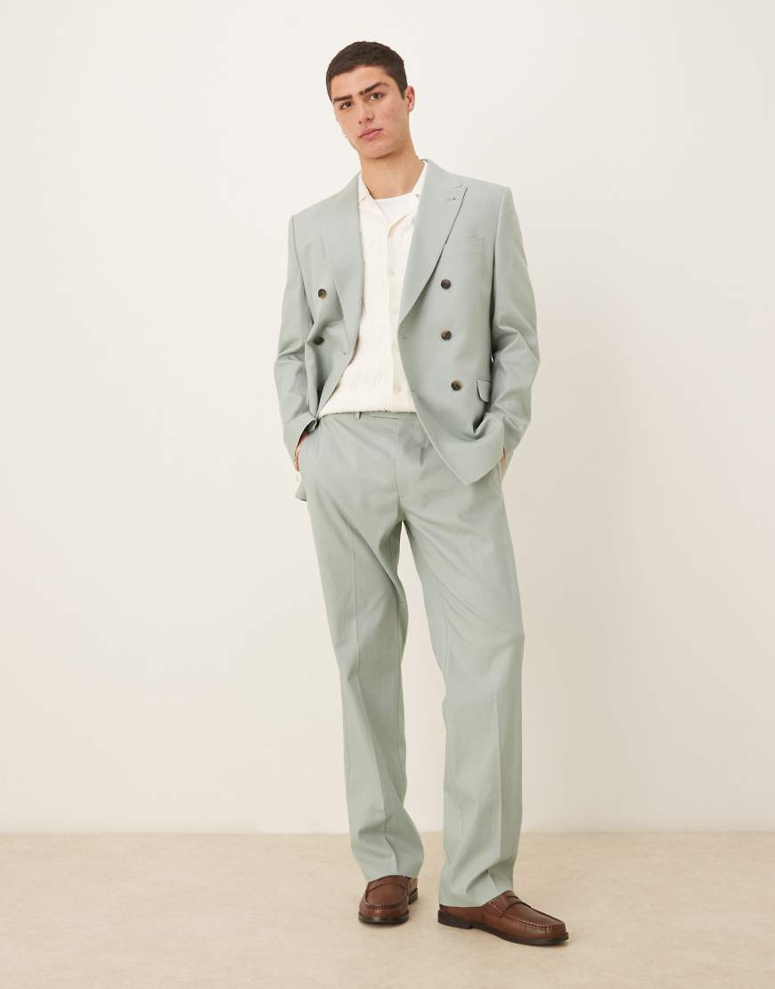 ASOS DESIGN - Gerade geschnittene Anzughose aus Leinenmix in Grün von ASOS DESIGN