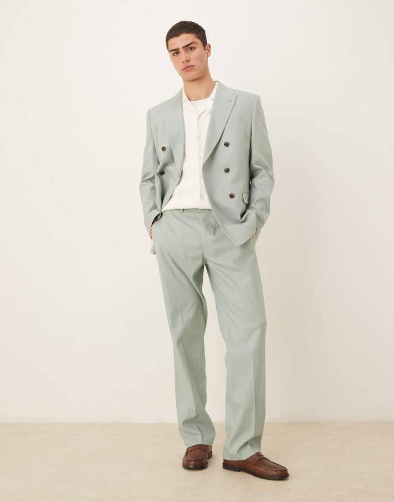 ASOS DESIGN - Gerade geschnittene Anzughose aus Leinenmix in Grün von ASOS DESIGN
