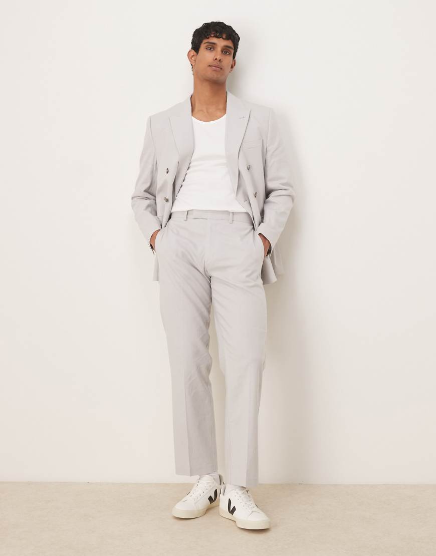 ASOS DESIGN - Gerade geschnittene Anzughose aus Leinenmix in Kieselgrau ASOS DESIGN - Gerade geschnittene Anzughose aus Leinenmix in Kieselgrau von ASOS DESIGN