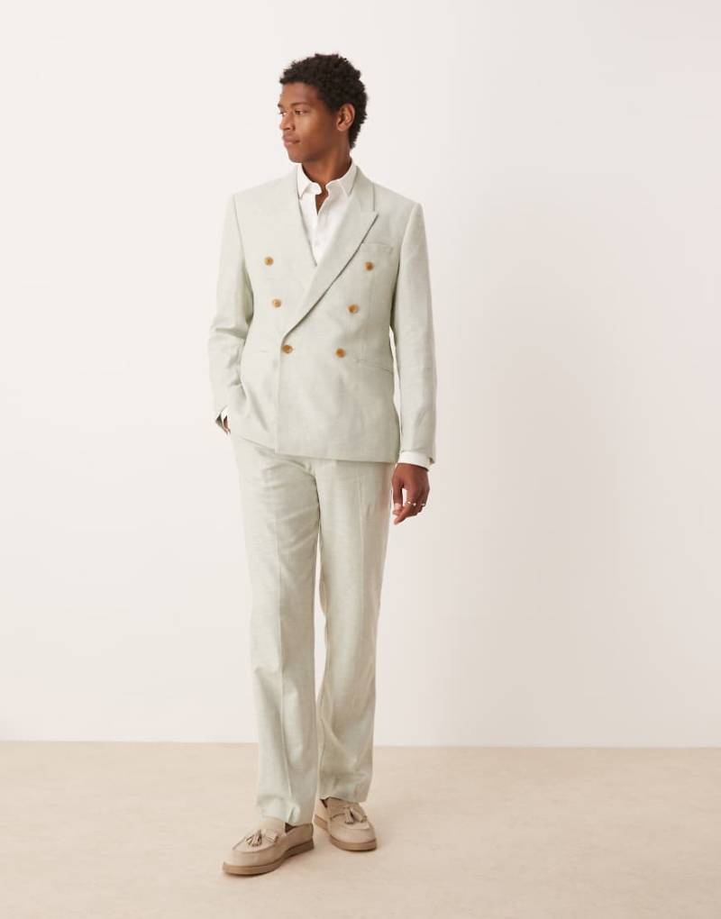 ASOS DESIGN - Gerade geschnittene Anzughose aus Leinenmix in Mintgrün von ASOS DESIGN