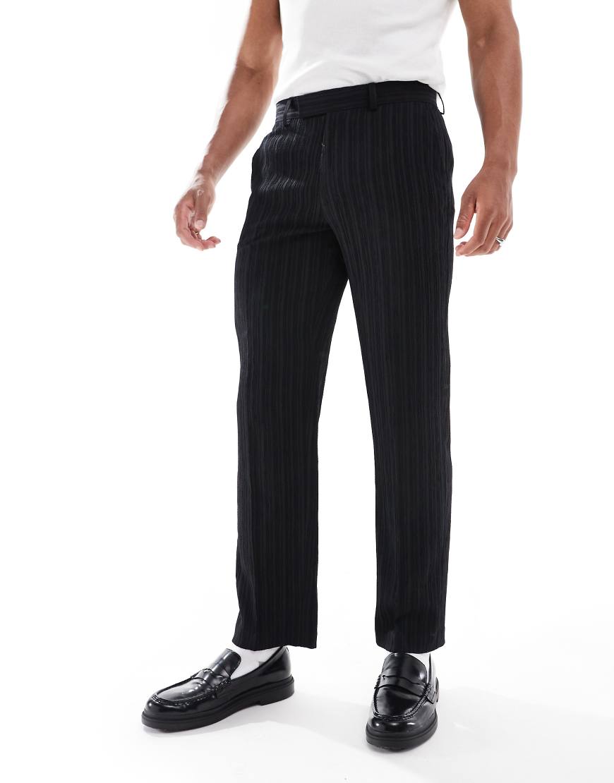 ASOS DESIGN - Gerade geschnittene Anzughose aus schwarzem, strukturiertem Stoff von ASOS DESIGN