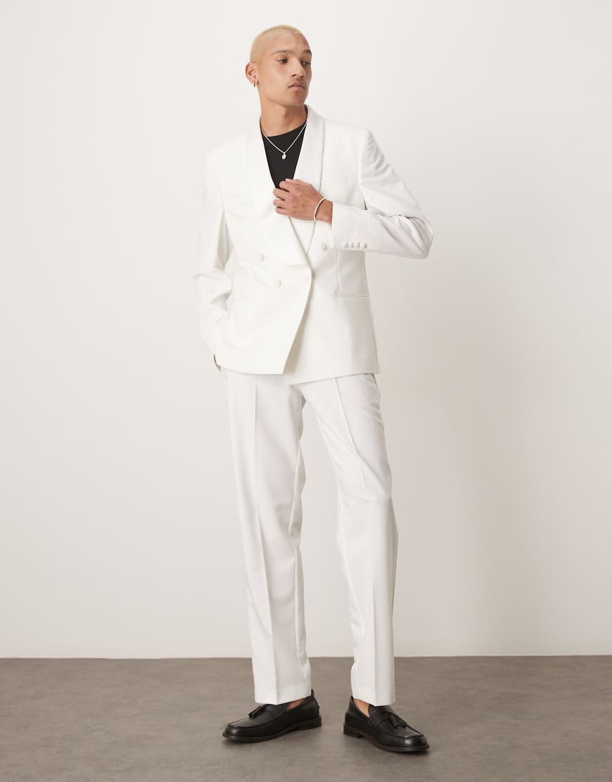 ASOS DESIGN - Gerade geschnittene Anzughose im Smoking-Stil in Weiß von ASOS DESIGN