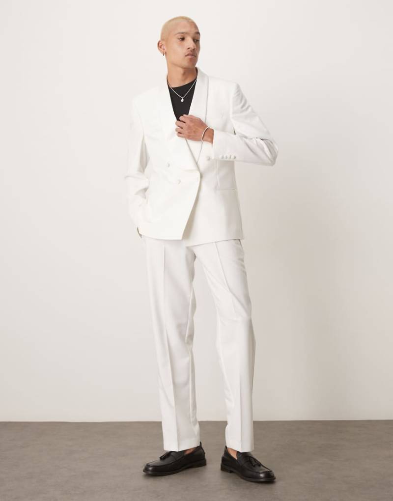 ASOS DESIGN - Gerade geschnittene Anzughose im Smoking-Stil in Weiß von ASOS DESIGN
