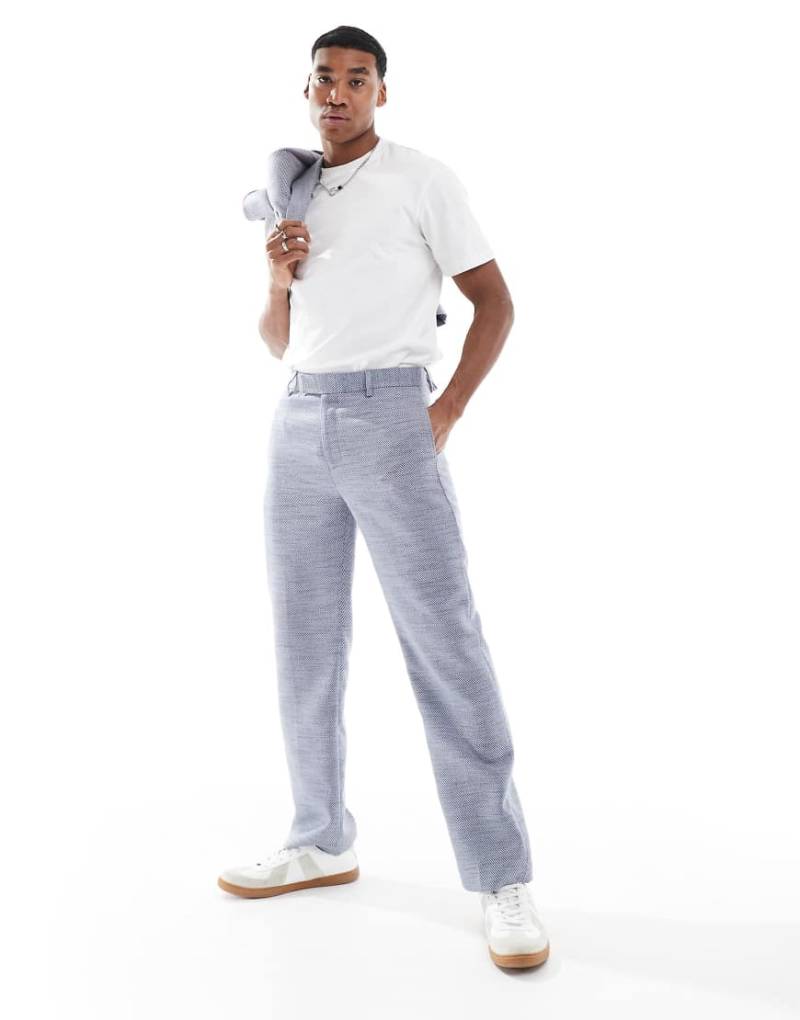 ASOS DESIGN - Gerade geschnittene Anzughose in Blau mit Struktur von ASOS DESIGN