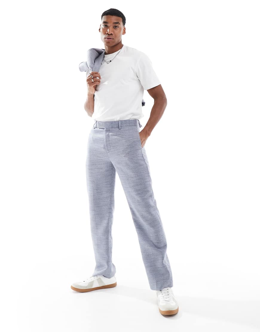 ASOS DESIGN - Gerade geschnittene Anzughose in Blau mit Struktur von ASOS DESIGN