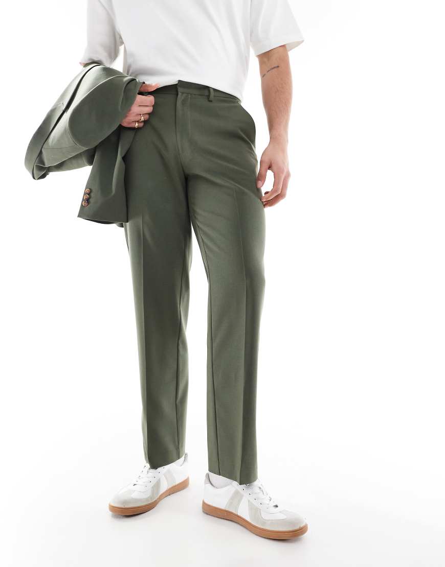 ASOS DESIGN - Gerade geschnittene Anzughose in Dunkelgrün von ASOS DESIGN
