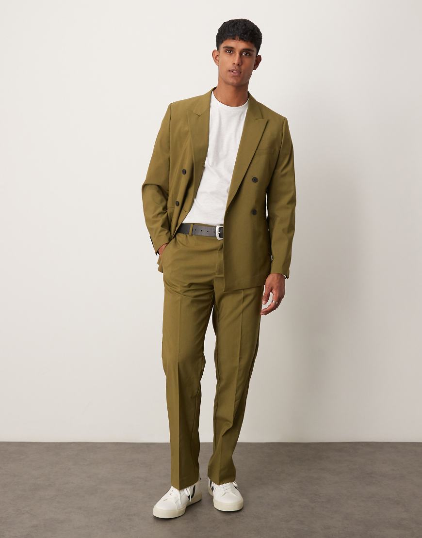 ASOS DESIGN - Gerade geschnittene Anzughose in Olivgrün von ASOS DESIGN