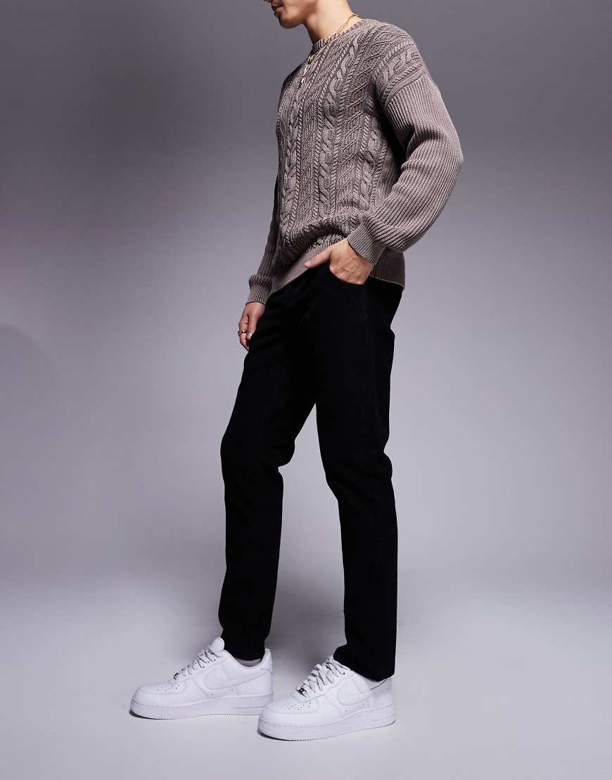 ASOS DESIGN - Gerade geschnittene Cord-Hose in Schwarz von ASOS DESIGN