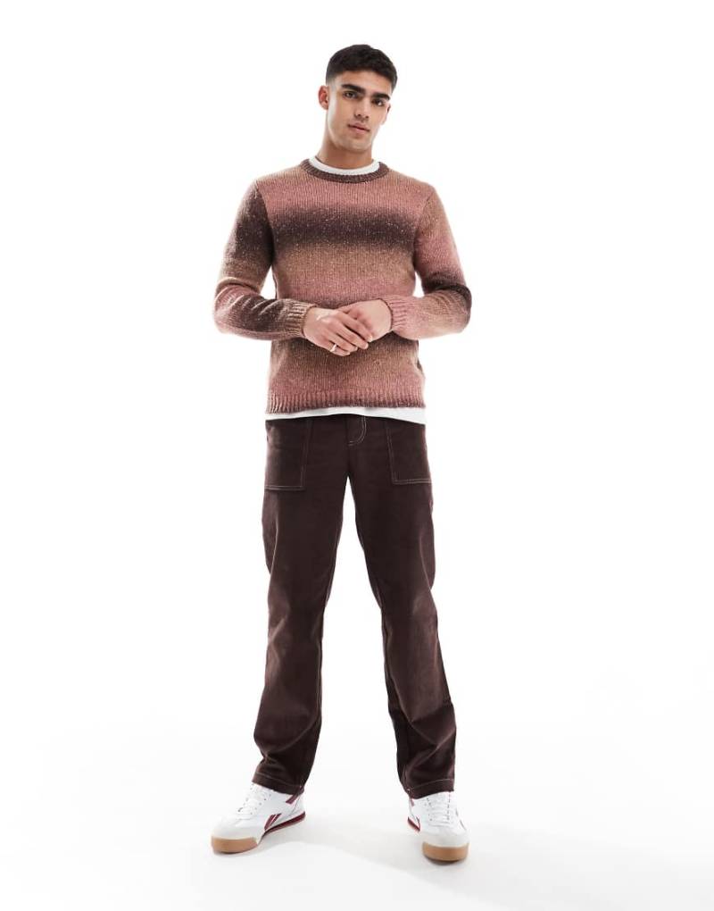 ASOS DESIGN - Gerade geschnittene Cordhose in Braun mit Kontrastnaht von ASOS DESIGN