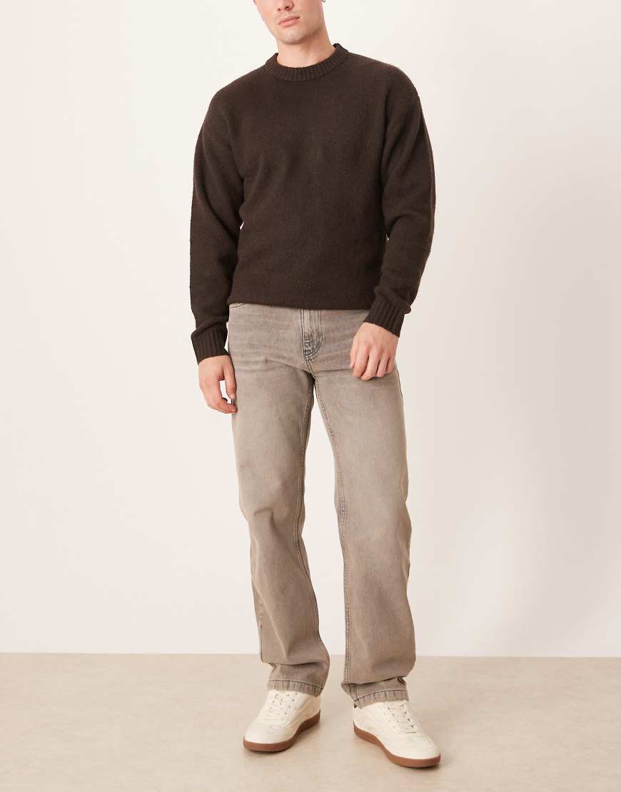 ASOS DESIGN - Gerade geschnittene Jeans in Grau mit Farbstich von ASOS DESIGN